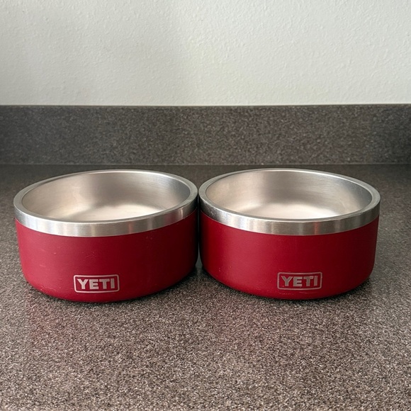 YETI Boomer 4 Cups Wild Vine Burgundy Stainless Steel Dog Pet Bowls Set 2 READ - Picture 1 of 12